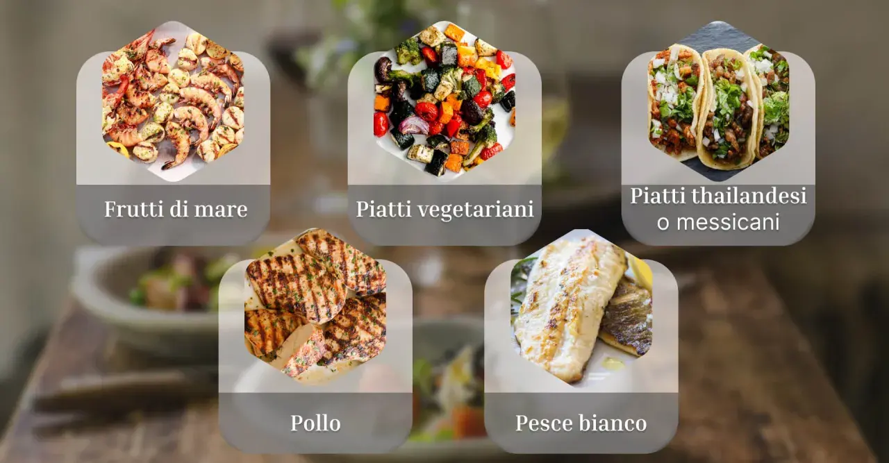 Scopri i perfetti sauvignon abbinamenti: frutti di mare, piatti vegetariani, tacos, pollo e pesce bianco.