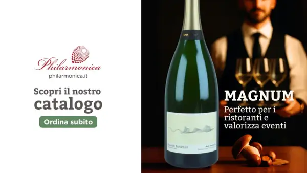 Bottiglia Magnum di champagne, perfetta per ristoranti e per valorizzare eventi. Scopri il catalogo Philarmonica.